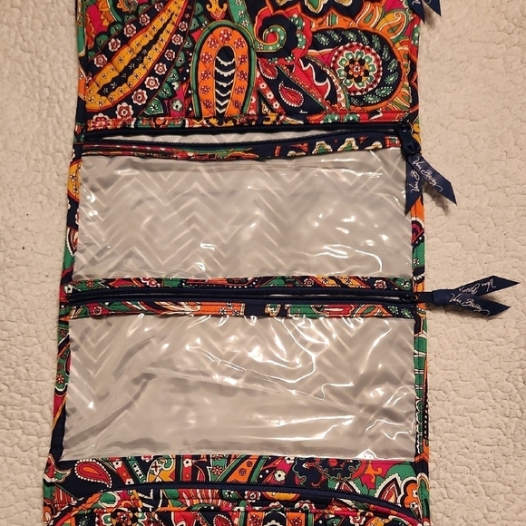 Vera Bradley Neon Paisley Floral Print Makeup Travel Hanging Bag - Picture 4 of 14